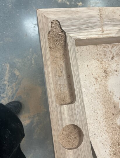 Routed mitre corner detail