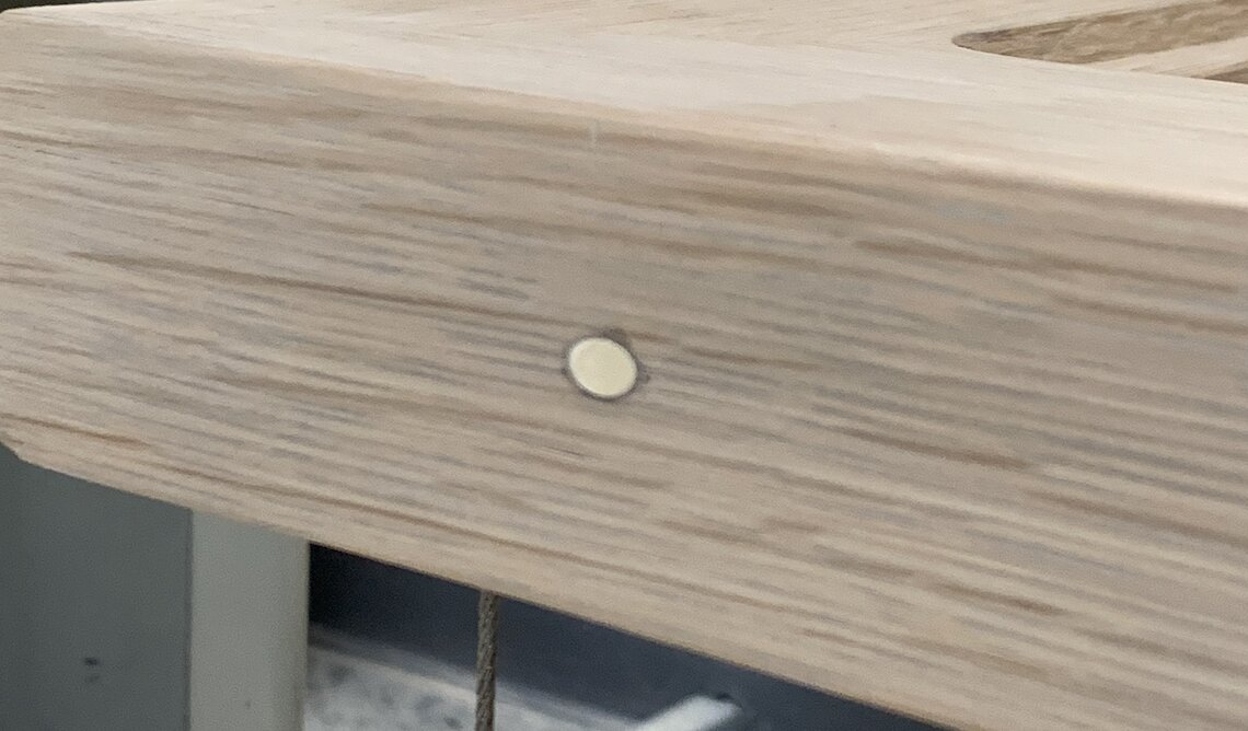 Corner detail of the finished table